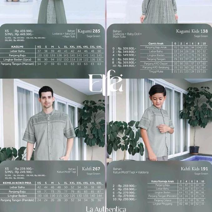 Super Sale, Baju Gamis Sarimbit Ethica Elfa Sage Green - Katun Motif Tepi - Keluarga, Lebaran, Coupl