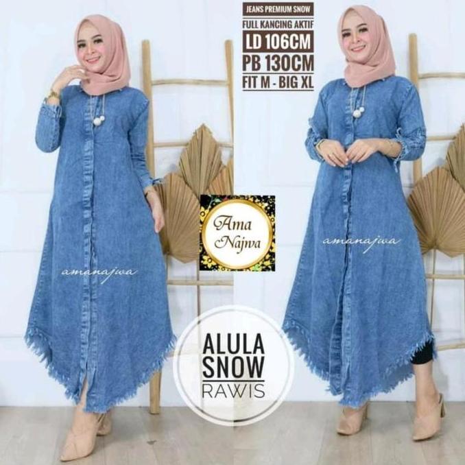Newrelig- Jessica Long Tunik Jeans Snow Katun Wanita Muslim