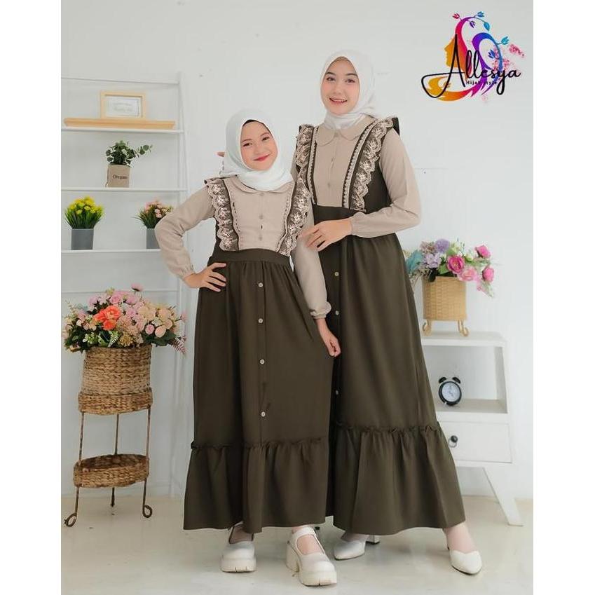 Terbaru, Sisca Dress Ori By Alleya Style Couple Ibu Dan Anakk , Gamis Ibu Dan Anak, Gamis Couple