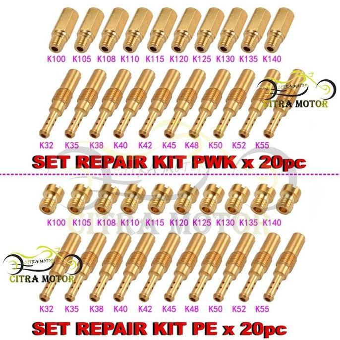 Promo COD SET REPAIR KIT 20 PC PILOT JET MAIN JET PE / PWK KEIHIN ORIGINAL ASLI JET MJ PJ KEIHIN MIK