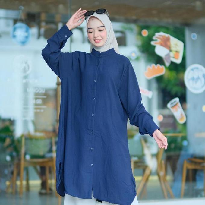 Newrelig- Tunik Jumbo Panjang Adem Ld 130 Cm Bahan Crincle Airflow Halus Polos Crinkle Atasan Wanita