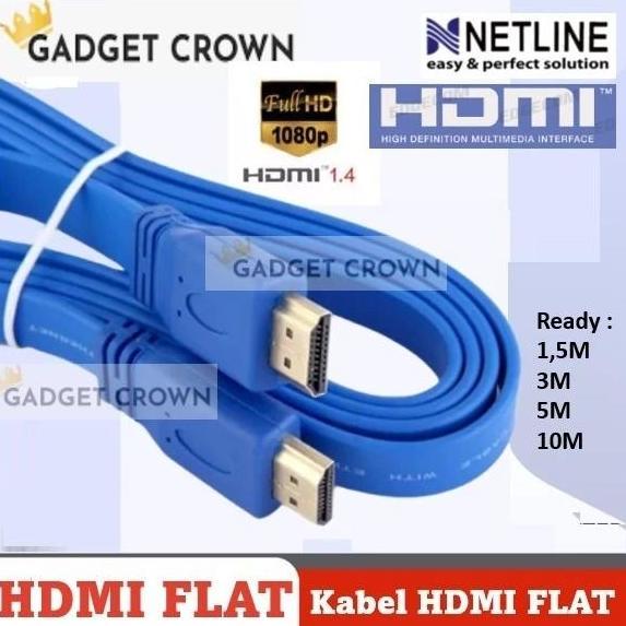 NETLINE KABEL HDMI TO HDMI FLAT PIPIH 1,5 Meter 3 Meter 5 Meter 10 Meter M