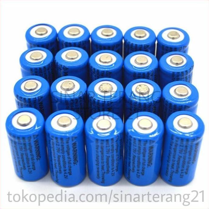 Promo Baterai Recharge Cr123 1300 Mah Lithium 3.7 Volt Batre Lc16340 3.7V Cod