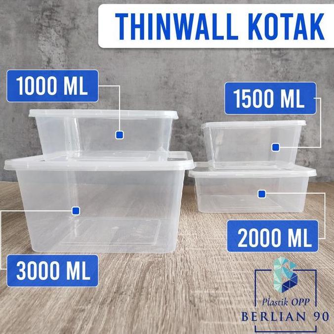 Baru- Thinwall Berlian Sq 1500Ml / Kotak Makanan Plastik 1500Ml / Thinwall Kotak 1500Ml