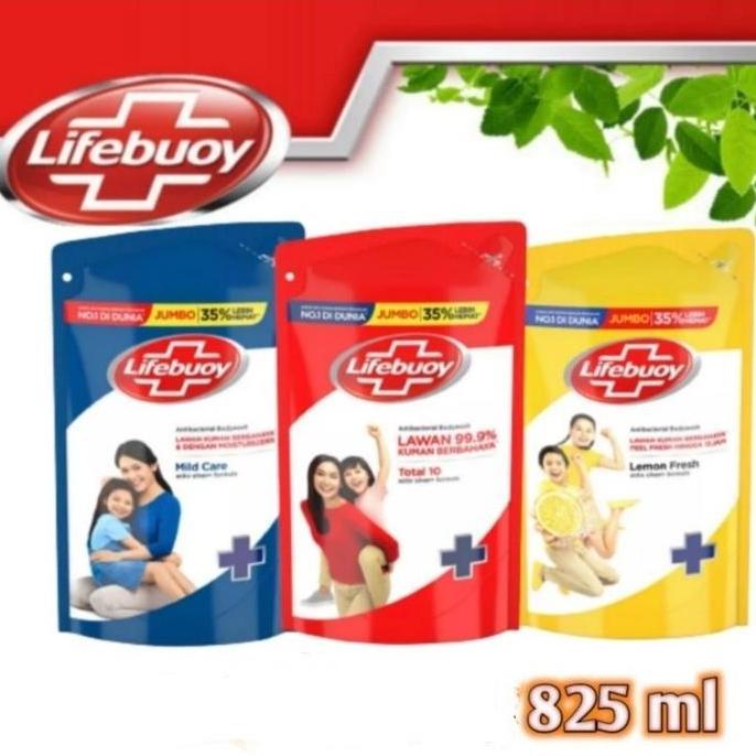 Bersih- Lifebuoy Sabun Mandi Cair Refill 900Ml - Total 10 / M.Care / Lemon Fresh / Charcoal / Minera