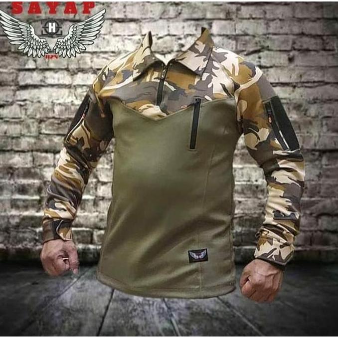 baju kaus tactical pria lengan panjang kaus tactical scuba abu loreng marinir