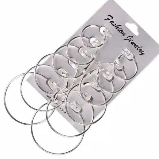 Acckita- Anting Bulat Bulet Hoop Hoops Korea 1 Set 6 Pasang