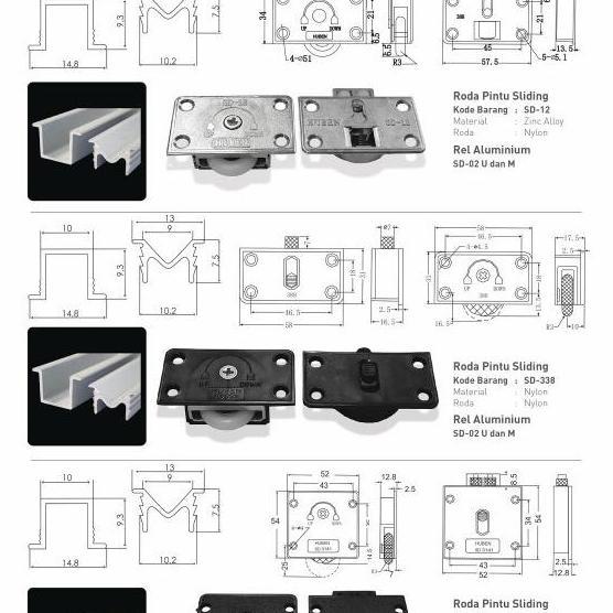 REL SLIDING U M / U V PINTU LEMARI GESER PASANGAN RODA SD-3141 / SD-12