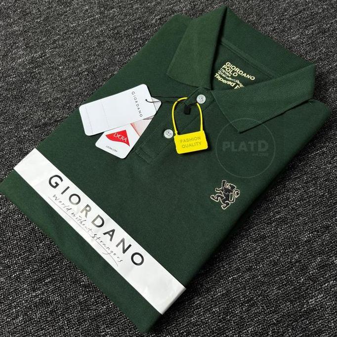Polo Shirt Pria Dewasa GIORDANO Lion Ment Kecil 3D Shirt Baju Kerah lengan pendek Bahan Catton Pique