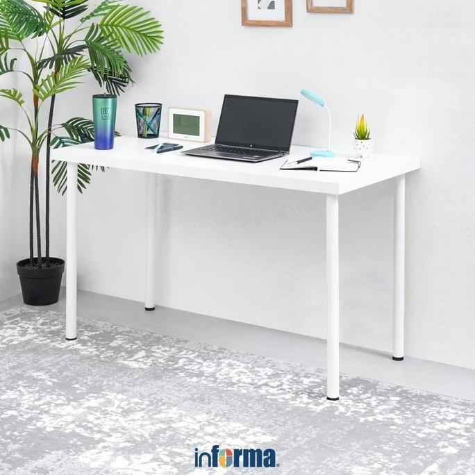 Informa Berka 120 cm Meja Kantor - Putih Meja Kerja Belajar Laptop Minimalis Perabot Kantor