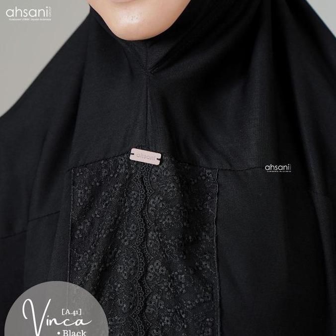 Mukena Terusan Hitam Vinca Ahsani Rayon Adem Tebal Mukena Umroh Haji