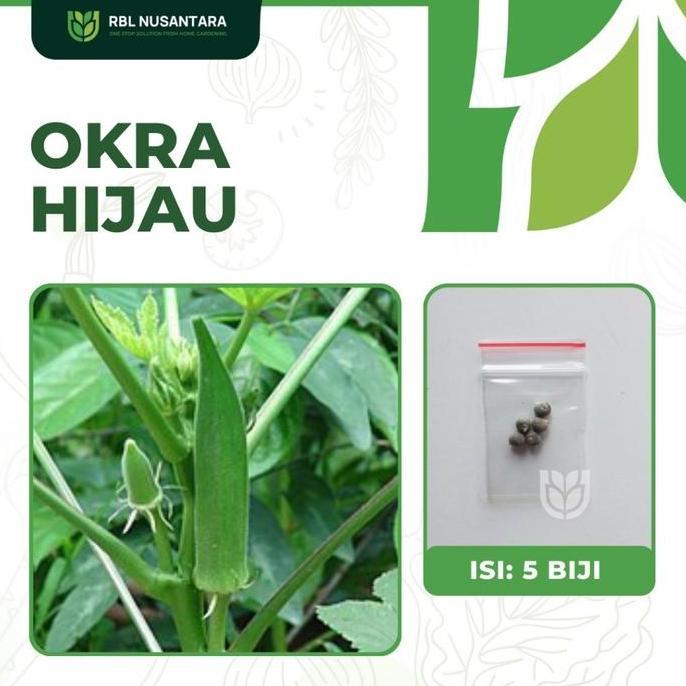 $$$$] 5 Benih Okra Hijau Sayuran Buah Okra Hijau F1 Hibrida