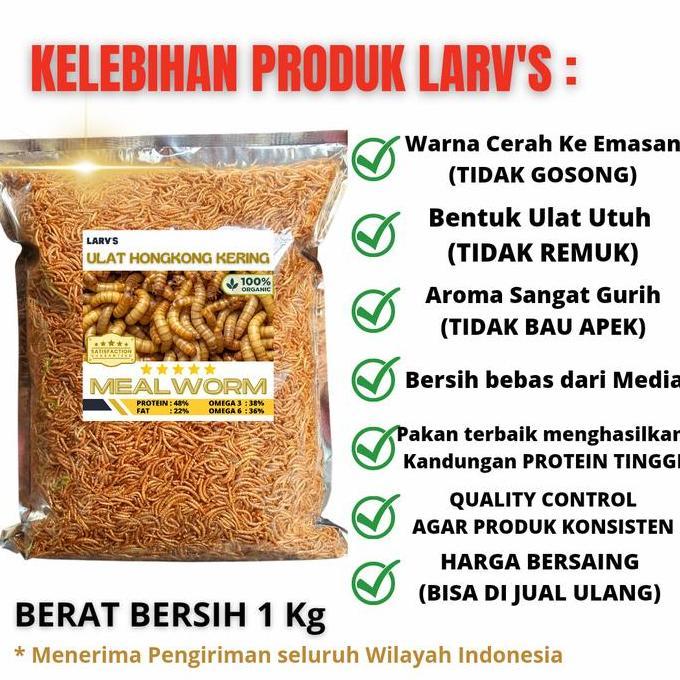 Ulat Hongkong Kering 1 Kg SNACK HEWAN PELIHARAAN