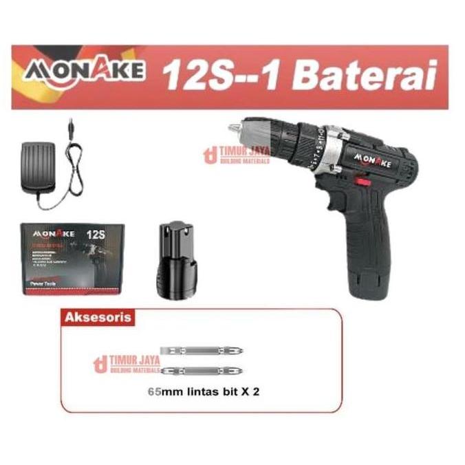 Tools- Bor 1 Baterai Jld Hitam 12S Cordless Drill