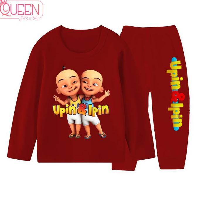 DY20 - Piyama lengan panjang anak unisex usia 1-10 tahun UPIN IPIN