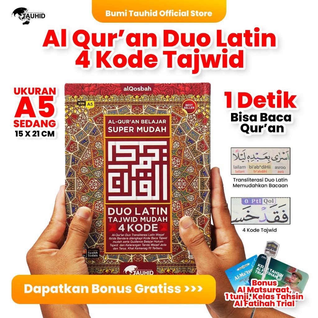 [Bonus Exlusive ] Al Quran Duo Latin A5 4 Kode Tajwid Special Bonus Tunji + 2 Buku Doa Saku + Kelas 