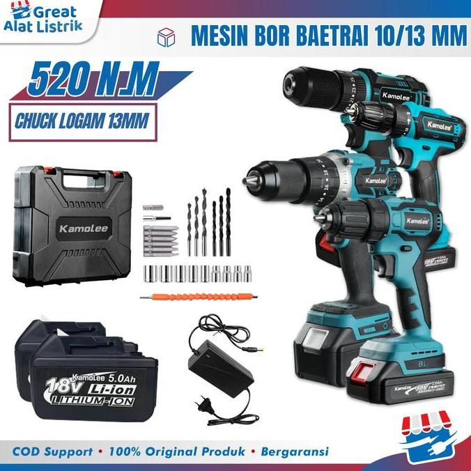 Promo Kamolee  Mesin Bor Baterai Cordless Bor Listrik Bor Cas - Electric Impact Drill Kamolee Terbar