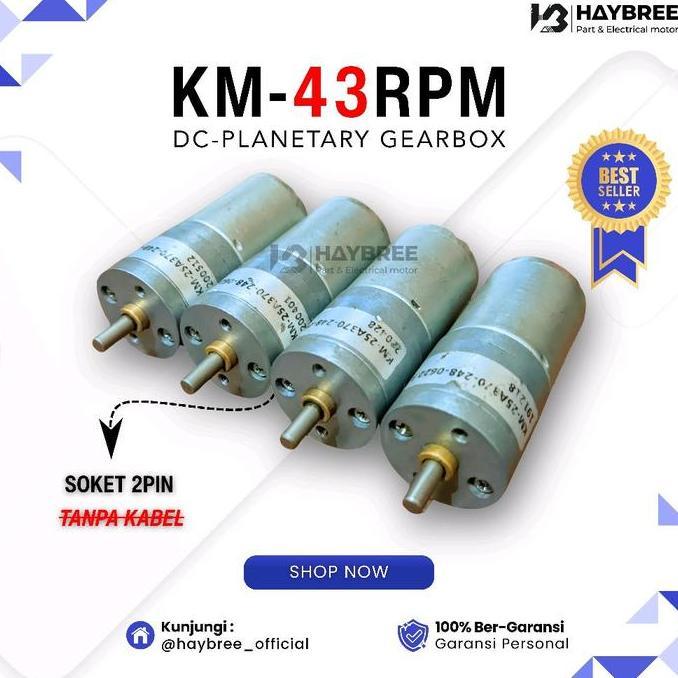 tarmijahseller - dinamo dc motor gearbox planetary 12v 43rpm model km-25a370 dc geared motor cocok u