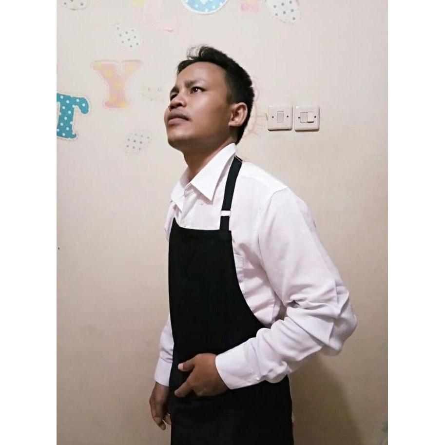 Apron/celemek polos hitam bordir