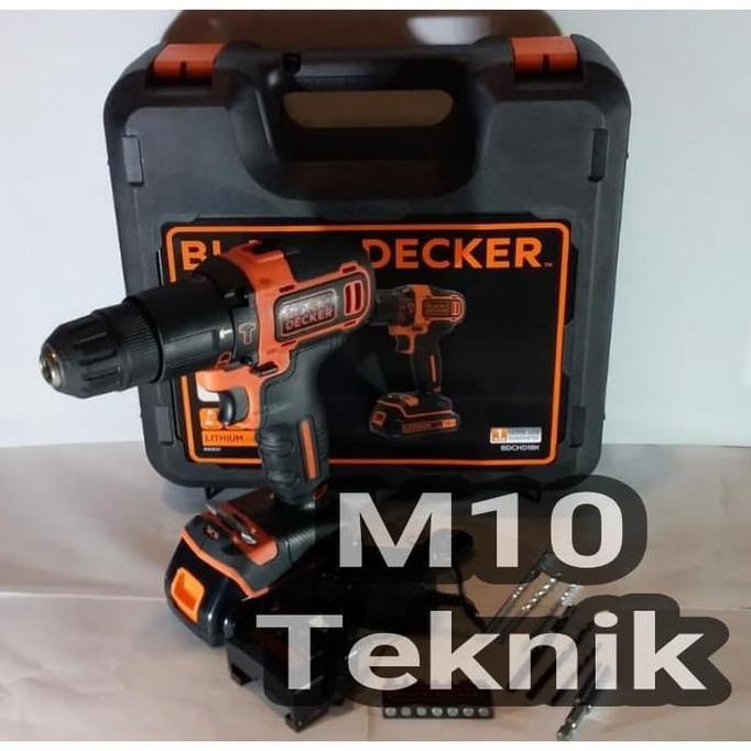 Promo Black & Decker Cordless Drill Driver Bor Baterai 18 V BDCHD18K Diskon