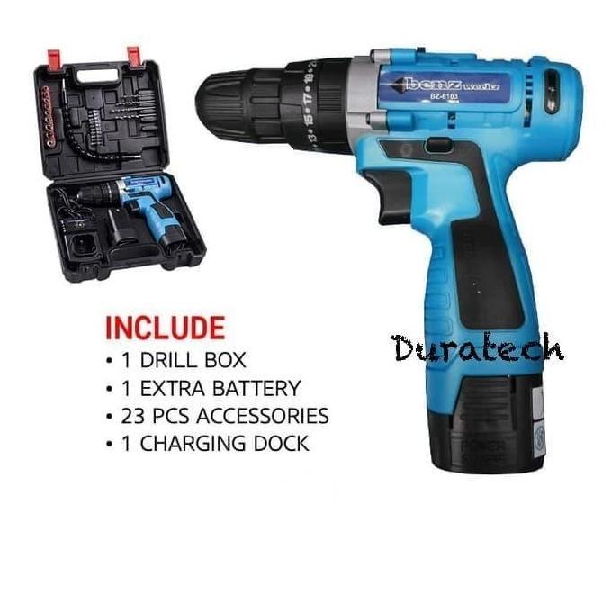 Promo Bor Baterai Cordless lmpact Drill 18V / Bor Tangan baterai Benz werkz Diskon