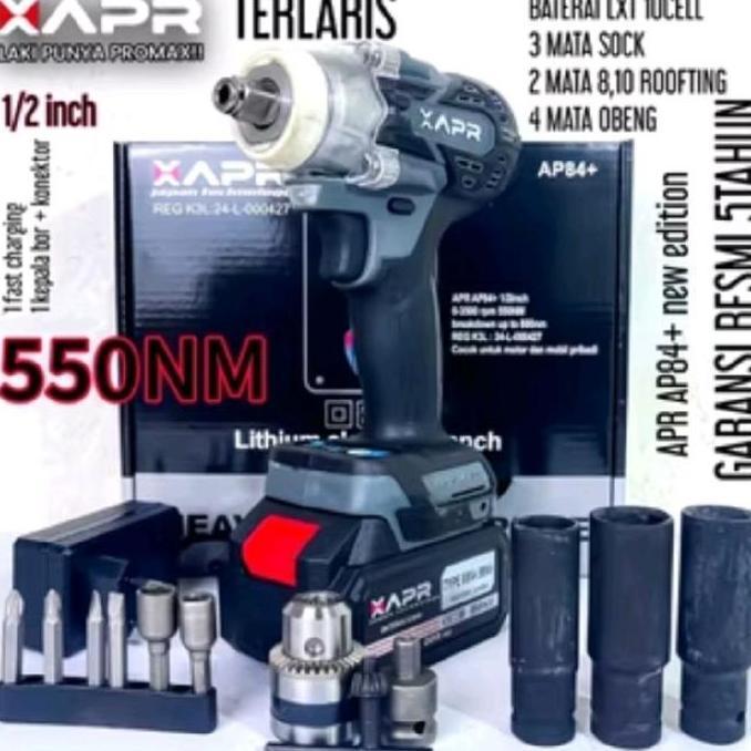 Promo (COD) IMPACT WRENCH APR AP84+ 88V 550NM MESIN  PEMBUKA BAUT MOTOR DAN MOBIL APR AP84+ IMPACT W