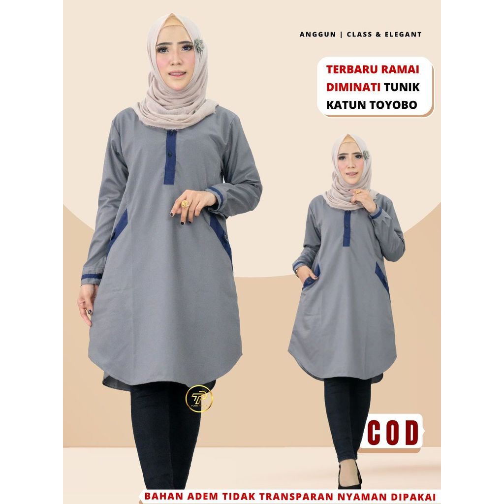 NAVYTUNIK Tunik Wanita Lebaran Terbaru Bahan Katun Toyobo Busui santri putri Premium Kekinian D3