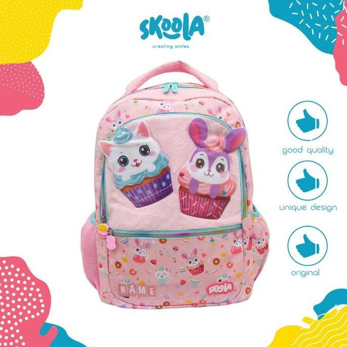 Skoola Backpack - Tas Ransel Sekolah Anak SD Perempuan Unifairy Cupcake 3D Custome Name - Finzi