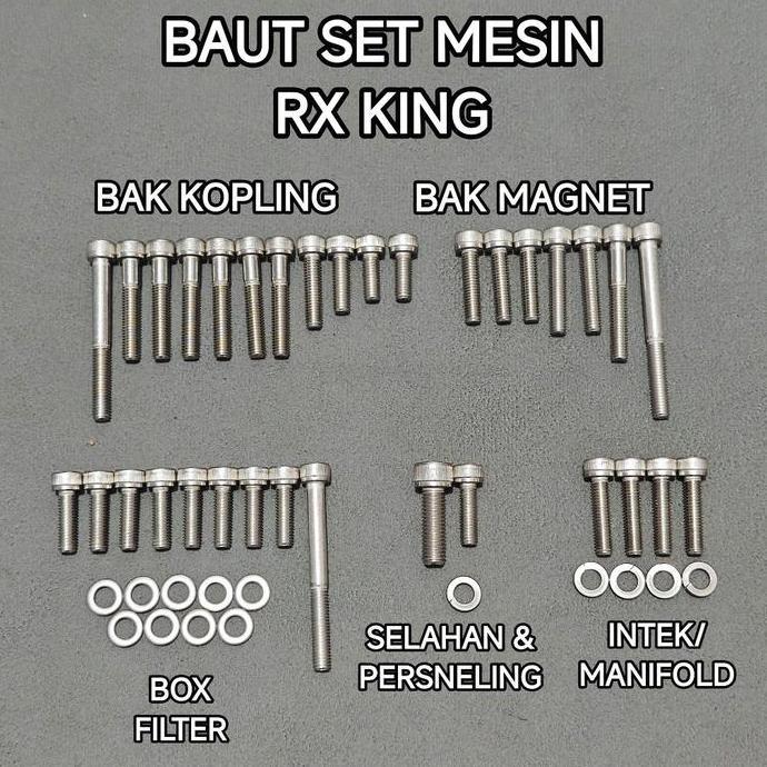 Baut L Set Mesin RX king Full Stainless Asli Merk THE SS304