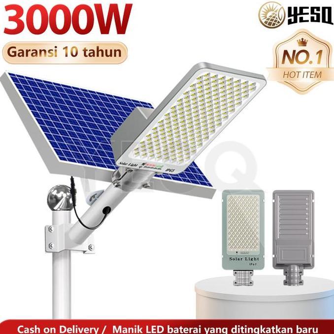 YESQ LAMPU TENAGA SURYA 3000W ANTI AIR HUJAN SENSOR CAHAYA 0 BIAYA LISTRIK LAMPU TENAGA SURYA OTOMAT