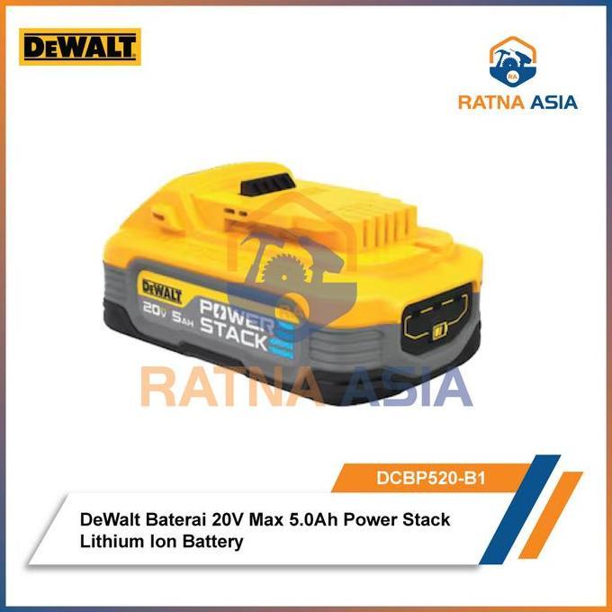 NEW Dewalt Baterai DCBP520-B1 Powerstack 20V Max 5.0Ah Power Stack Lithium Ion Battery Dewalt DCBP52