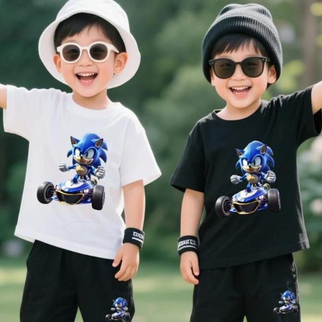 DR132 - Setelan Baju Anak Laki-Laki Kaos & Celana Jogger Fashion Usia 5-15 Tahun - Motif SONIC