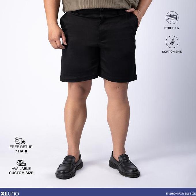 XLUNO Chino Short Pants Black Celana Pendek Pria Jumbo BSize