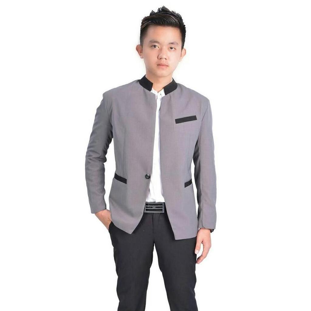 Blazer Korea Pria Cozy Grey - Jas Abu Cowok Keren Simple Santai Casual
