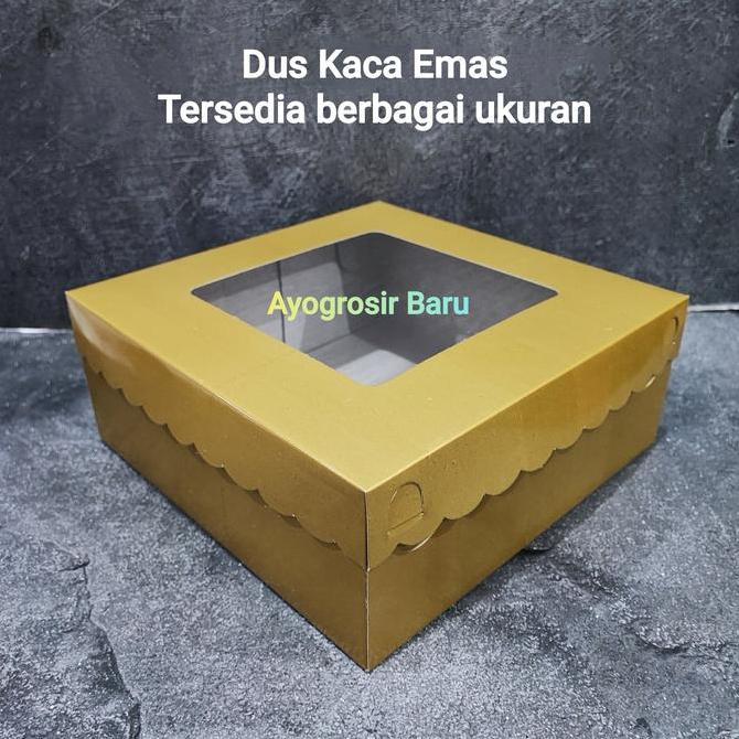 Blocke- Dus Kaca Mas 25X25 X10 Isi 10 Pc Kardus Kue Dus Gold 25 X 25