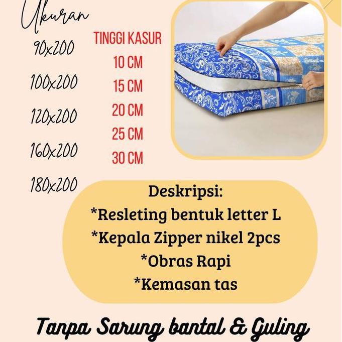 Sleeprm- Sprei Resleting Busa /Sarung Kasur Busa Resleting Sarung Kasur 100X200 Sprei Resleting  120