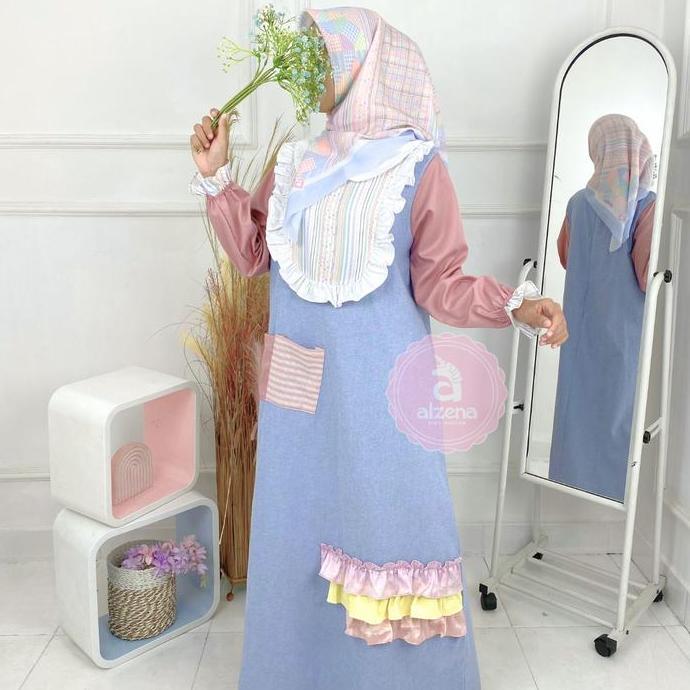 DISKON GAMIS MUSLIM ANAK PEREMPUAN KATUN 2 - 14 TAHUN DRESS MIKAYLA SERIES BY ALZENA KIDS MOSLEM