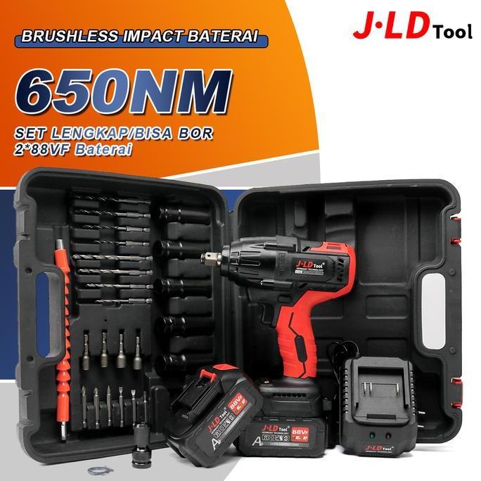 AL_KODRILAENI - JLD MESIN BOR IMPACT BATERAI 88VF FULLSET IMPACT BOR 2BATERAI 65NM IMPACT WRENCH IMP