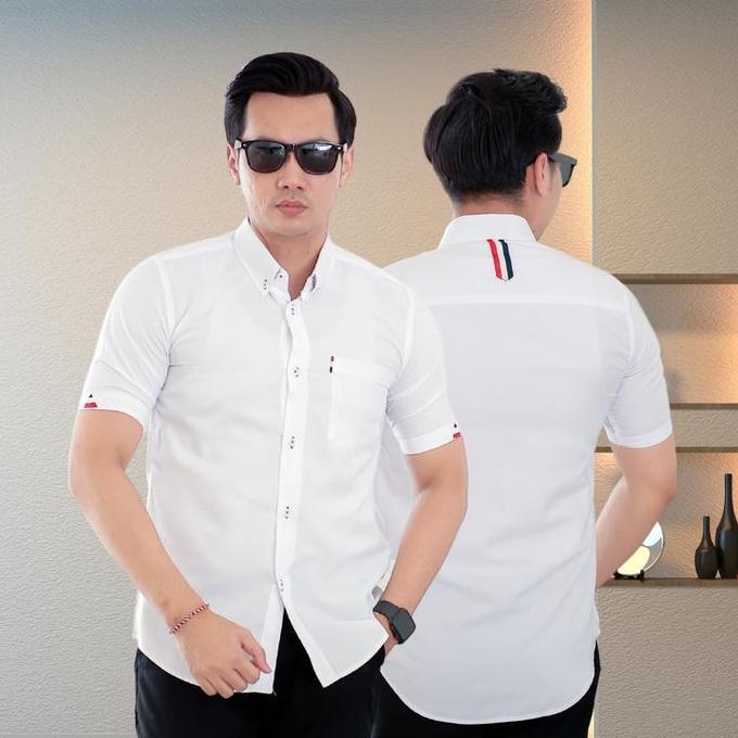 DISKON LOWKEY KEMEJA PRIA DEWASA PD 15 PUTIH | KEMEJA PUTIH KEMEJA PRIA PENDEK KEMEJA COWOK DEWASA K