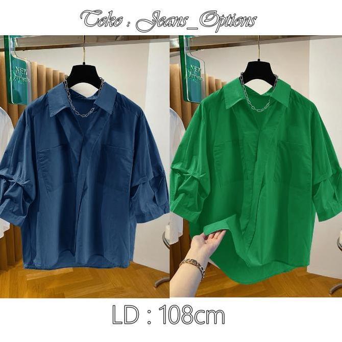 BEST SELLER COD-COTTON V-NECK TWIST BLOUSE WANITA KATUN PREMIUM | BLUS WANITA