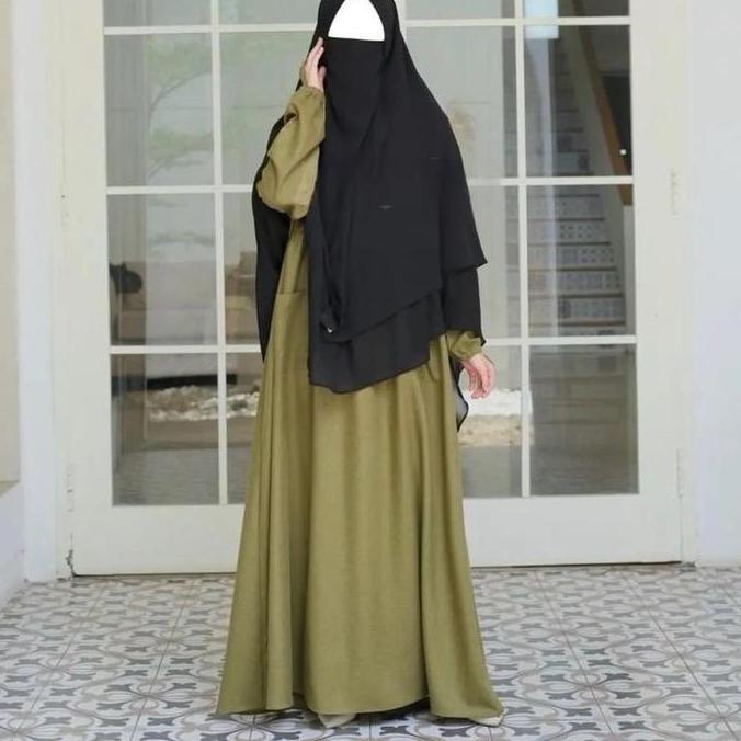 gamis syar'i polos dewasa bahan katun madinah