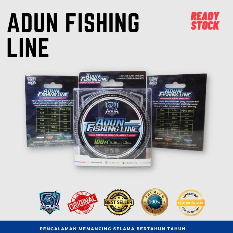 Senar Pancing Nilon Monofilament Adun Fishing Line 100m Untuk Mancing Lomba Galapung Galatama