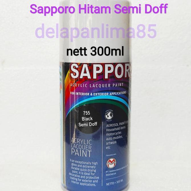 Wrnawrni- Sapporo Paint Black Semi Doff/Hitam Semi Doff/Cat Semprot/Pylox/Pilox