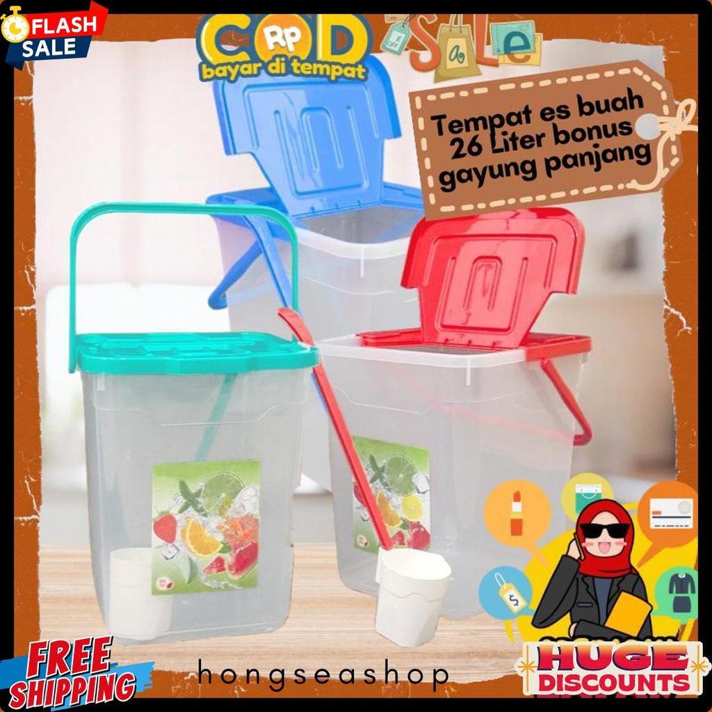 [Joeragan Lapak] Toples Es Buah 26 L - Wadah Tempat Es Buah Besar Bonus Gayung Panjang Jualan Jus Ca