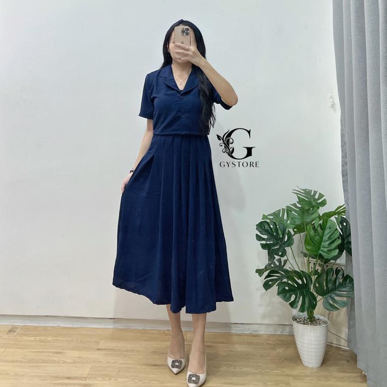 Viral  Kimmy Set Kemeja Crop Dan Rok Virall 2025