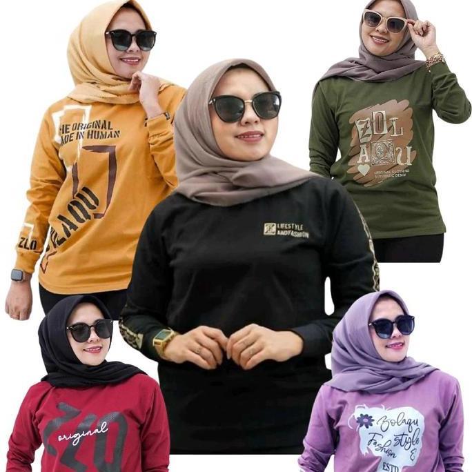 Cntikk- Kaos Panjang Wanita Zolaqu/Atasan Combed Wanita/Kaos Katun Tebal Jumbo Cod/Atasan Muslimah T