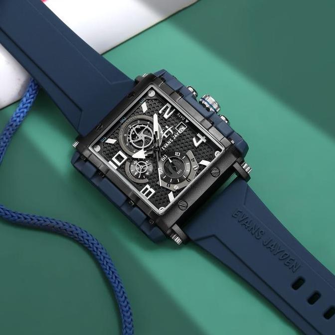 Evans Jayden Jam Tangan Pria 9557 Rubber Silicon Kaca Sapphire Chronograph Water Resistant 5ATM