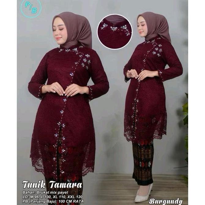Kebaya Jumbo LD120 Tunik Brokat Payet Tamara Baju Kondangan Batik Panjang Kebaya Pesta Dress Mewah -