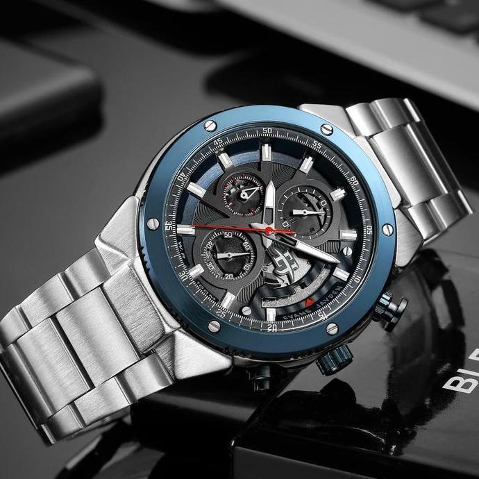 Buy 1 Get 1 Evans Jayden Jam Tangan Pria EJ 9562 Rantai Stainless Steel Chronograph Kaca Sapphire Wa