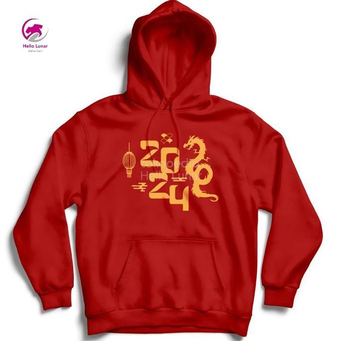Jaket Hoodie Imlek Tahun Baru China Shio Naga Kayu 2024 - Pria Wanita